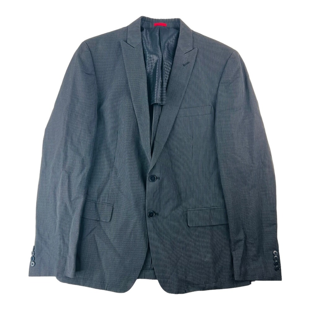 John Varvatos Star USA Gray Stripe Linen Cotton Peak Lapel Blazer Mens Size 44L